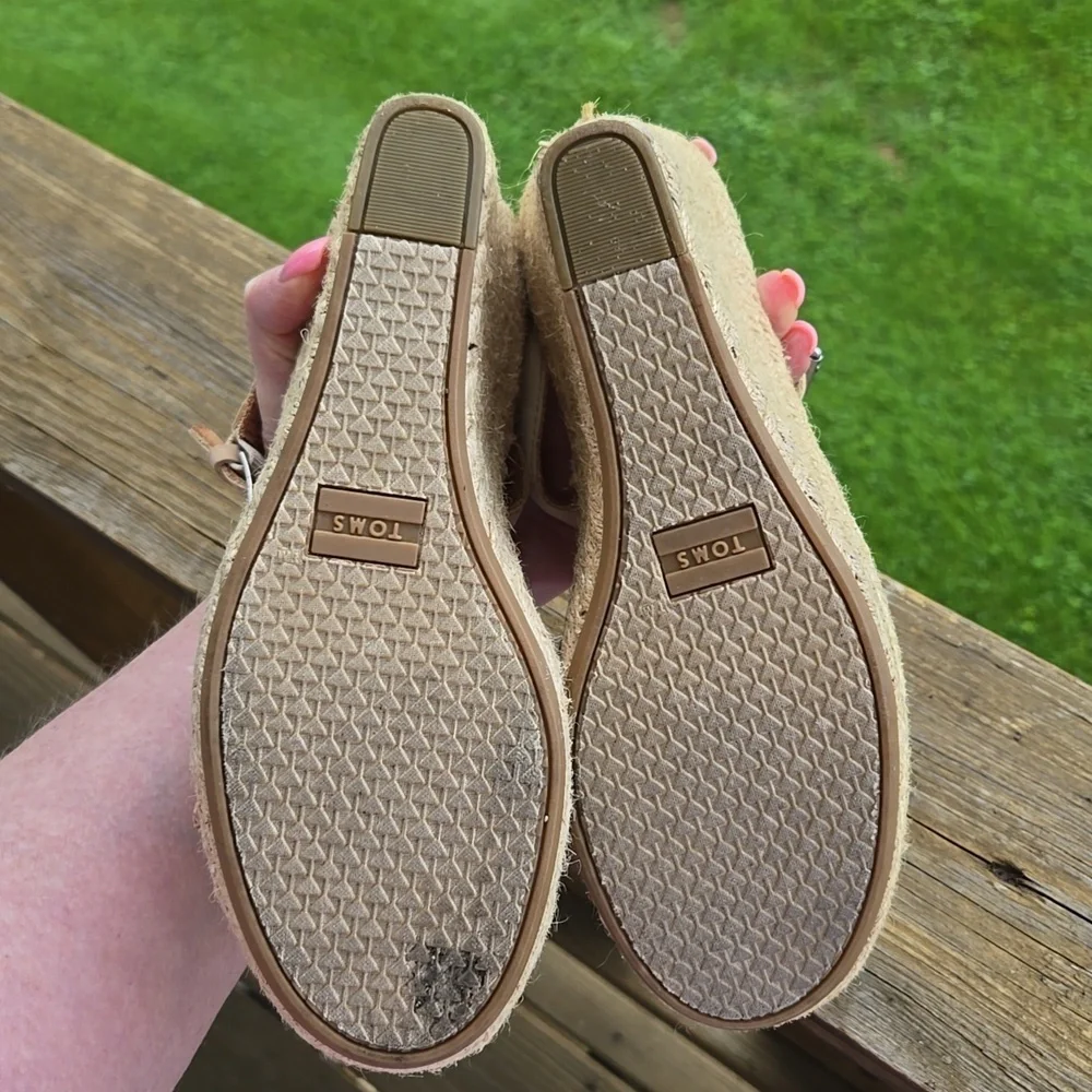 TOMS Monica Natural Canvas Women's Wedge Heel Sandals 8 - Picture 4 of 6